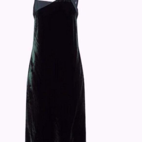 Helmut Lang Satin paneled velvet dress forest green size 4 - Picture 3 of 12